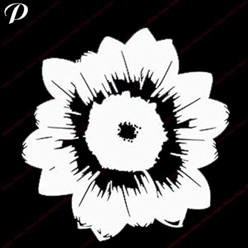 2PCS New Personality Interesting Funny Flower Pattern Accessories Vinyl Decal For Laptop Window Door automobile Stickers Pokewin (White 11.5X11.5CM)