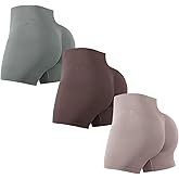 LISSMOMO Workout Shorts Women Gym Yoga 3 Pack Seamless High Waisted Tummy Control Scrunch Butt Biker Athletic Shorts