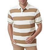 Polo Shirts for Men, Summer Sports Striped Short Sleeve Regular Moisture Wicking Dry Fit Golf Shirt, Sizes S-3XL