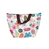 DOOPOOTOO Waterproof Picnic Lunch Bag Case Tote Reusable Bags Insulated Cooler Travel Zipper Organizer Box for Women Men Kids Girls Boys Adults (Colorful Floral)