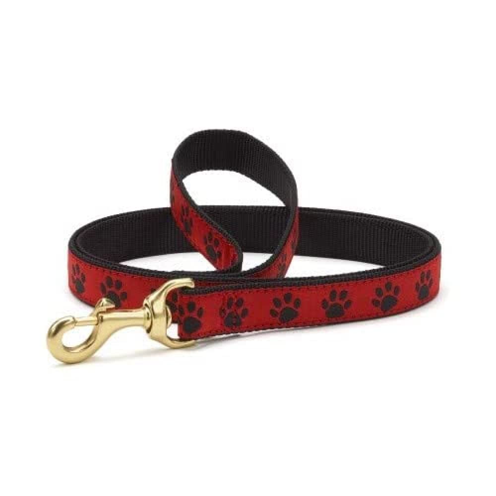 Up Country Reb-L-W Red Black Paw Dog Lead Wide (1")