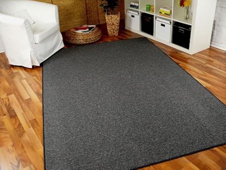 STRONG Feinschlingen Velour Teppich Anthrazit in 24 Größen
