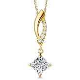 Gem Stone King 10K Yellow Gold 5MM Princess Gemstone Birthstone and White Lab Grown Diamond Infinity Pendant Necklace For Women | Gold Necklace For Women | With 18 Inch Gold Chain