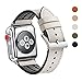 WFEAGL Compatible iWatch Band 38 40mm,Top Grain Leather and Nature Rubber Hybrid Sweatproof Band for iWatch Series5/4/3/2/1,Sport (38mm 40mm,IvoryWhite Hybrid Band), 38mm 40mm, leather