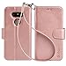 LG G5 Case, Arae [Wrist Strap] Flip Folio [Kickstand Feature] PU leather wallet case with ID&Credit Card Pockets For LG G5 (rosegold)