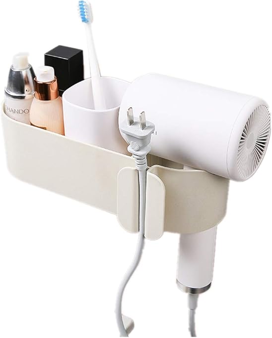 Amazon Co Jp ヘアドライヤーホルダー ドライヤーホルダー ヘアドライヤースタンド ドライヤー収納棚 ドライヤー置き 収納ラック付き 穴開け不要 壁取り付け式 電源プラグ収納 防湿 浴室収納ラック 洗面所 簡単なインストール シンプル ファッション 白い B ホーム