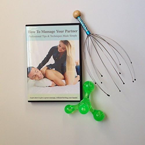 Massage Kit for Couples....Learn How to Massage Your Partner, Hand Held Massage Tool, Deep Tissue, Scalp Massager, Learn Back massage