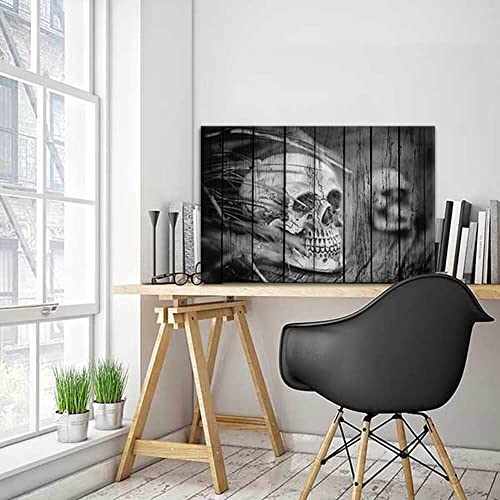 guiguziyishu Vintage Stay Positive Skull Sign Wall Decorations Funny - Retro Black White for Home Living Room Bedroom Decor Gifts - 24x36 Inch