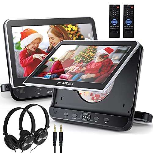 Dual Car DVD Player with Headrest Mount, ARAFUNA Two Headrest DVD Player with 2 Headphones