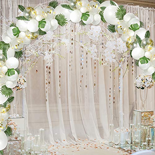 image for Pllieay Balloon Garland Arch Kit Including 114 Pieces White and Gold C