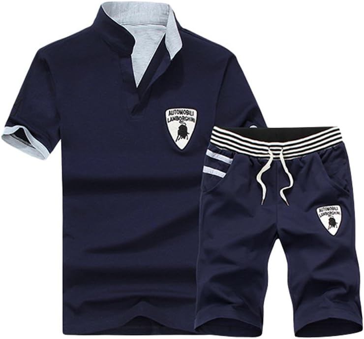 Men's Casual Tracksuit T-Shirts and Shorts Running Jogging Athletic Sports Suit Set