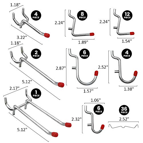 Pegboard Hooks Accessories Assortment, 16 Types Peg Board Accessories