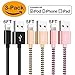 Lightning Cable for iPhone, Charger Cable 3Pack 6FT 5FT 5FT, Long Durable Nylon Braided Charging Cable for iPhone, Charger Cord for iPhone X 8 7 SE 6S 6 5 5C 5S Plus iPad Mini Air Pro Black Gold Pink