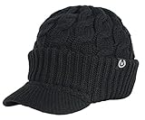 Newsboy Cable Knitted Hat with Visor Bill Winter Warm Hat for Women in Black, Charcoal, Dark Brown, Hot Pink, Red, White