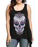 Beautife Women's Skull Print Tank Top Sleeveless Shirt Plus Size