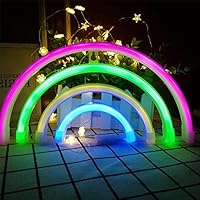 Fiee Multi Color Rainbow Shaped Neon Signs,Led Safety Art Wall Decoration Lights Neon Lights Night Table Lamp with Battery Powered/USB for Kids Gift,Baby Room,Wedding