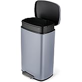 8 Gal Kitchen Trash Can, 30L Recycling or Garbage Bin, Brushed Stainless Steel Waste Basket, Soft&Quiet Close Dustbin, with S