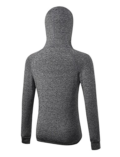 DZRZVD Womens Active Running Yoga Workout Sports Long Sleeve Full-Zip Jacket Grey Large