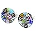 Glass Of Venice Italian Murano Glass Earrings Studs Round 3/8-Inch Multicolor Millefiori Flower - Murano Glass Earrings For Women