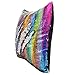 Basume Sequin Pillow with Insert, 16x16 in Magic Reversible Sequins Cushion for Home Décor (Rainbow and Silver)