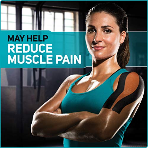 Care Science Waterproof Kinesiology Tape, 40 ct Precut Strips (2 Rolls), Black Elastic Sports