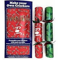 Crackers Ltd - Set of 12 Flat Pack Make Your Own Christmas Crackers - Christmas Joy in Green and Red