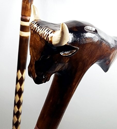 33 inch BULL Cane Walking Stick Wooden Handmade Men's Accessories
