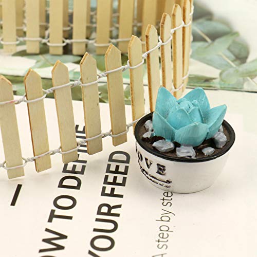 JETEHO 39 Inch Wood Picket Fence Miniature Ornaments Fairy Garden Fencing Accessories Set (Wood) - Thumbnail 4