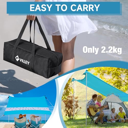 VILLEY Beach Canopy UPF50+ UV Protection 2m x 2.4m Lycra Tent for Picnics and Fishing