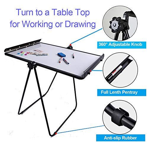 U-Stand Whiteboard - 40x28 inches Double Sided Magnetic Dry Erase Board, Portable Whiteboard/Flipchart Easel, Height Adjustable & 360 Degree Rotating w/ 1 Eraser, 6 Magnets and Paper Pads