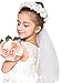 Bienvenu Girls First Communion White Floral Wreath Wedding Veil,WhitePink