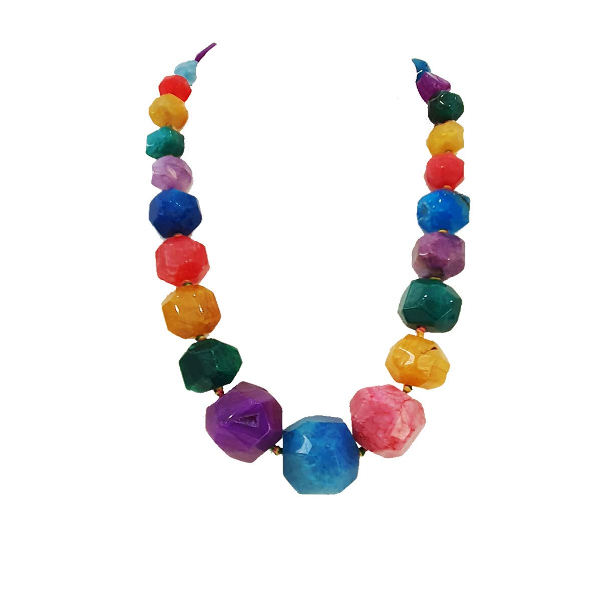 Treasure Bay Stunning Agate Gemstone Chunky Necklace for Women and ladies (Faceted Multicoloured) — image 1