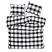 Wake In Cloud - Washed Cotton Duvet Cover Set, Buffalo Check Gingham Plaid Geometric Checker Printed in White Black and Gray, 100% Cotton Bedding, with Zipper Closure (3pcs, Queen Size)
