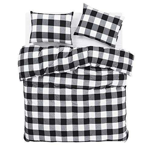 image for Wake In Cloud - Washed Cotton Duvet Cover Set, Buffalo Check Gingham P