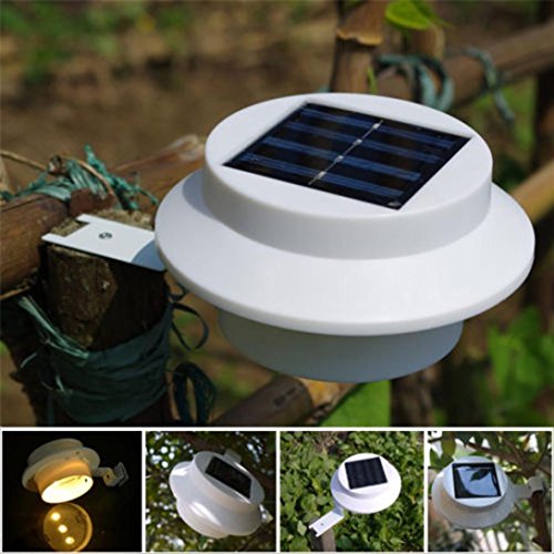 Solar Powered LED Outdoor Light,Tuscom Solar-Powered Automatic LED Mounted Gutter Night Light Roof Outdoor Yard