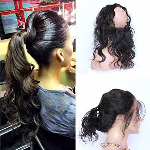 ZM Hair 360 Lace Frontal Closure (16 Inch) 13x4x2 Closure 100% Human Remy Hair Natural Black Color Body Wave Free Part With Baby Hair Around Head