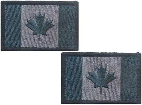 HFDA 2 piece Canada Flag Patch - Tactical Combat Bagde Military Hook and Loop Badge Embroidered Velcro Morale Patch (Color 1)