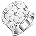 Fashion Month Womens Elegant Enamel Flower White Gold Band Bloom Petal Platinum Wedding Engagement Ring Crystal Inlay