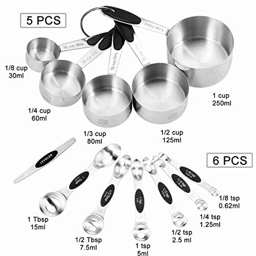 image for Wildone Measuring Cups and Measuring Spoons Set Stainless Steel Cups a