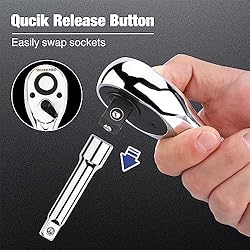 WORKPRO 3-Piece Stubby Ratchet Set, Quick Release