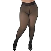 Yilanmy Fleece Lined Tights Plus Size Fake Translucent Winter Warm Leggings for Women Control Top Thick Thermal Pantyhose