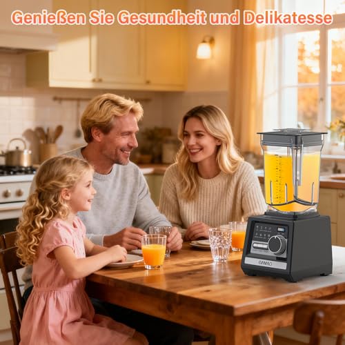 OMMO 2L Professional Blender, 1800W Smoothie Blender with 9 Speed Controllers for Breaking Ice, Milkshake, Frozen Drinks and Fruits, Dishwasher Safe, BPA Free