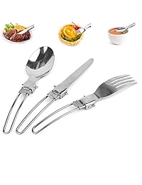 3 piezas Acero Inoxidable Portátil cuchillo y tene