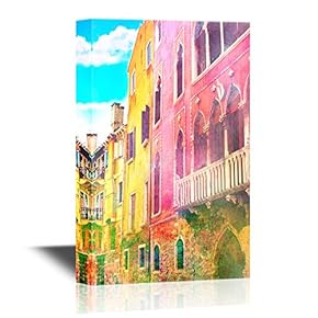 European Town Canvas Wall Art - Watercolor Style European Town - Gallery Wrap Modern Home Art | Ready to Hang - 12x18 inches