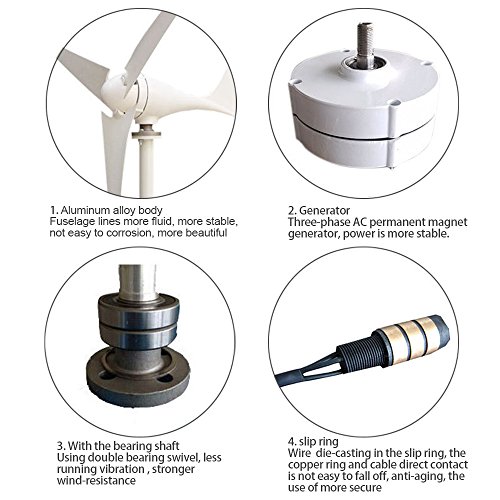Vogvigo Wind Generator 400W Three-phase DC 24V Wind Turbine, Residential Wind Generator 5-Blade Kit Light Weight Generator 15 Years Life Span