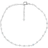 CRYSTALINES Natural Black Spinel Gemstones Beads Rosary Anklet, Silver Plated Anklet, Handmade Anklets, Rosary Chain, Ankle Bracelet, Birthday Women Gift, 9+1.50"