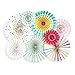 Party Planning Decoration Supplies, Assorted Set of 8 Circular Paper Fans, Hanging Holiday Ornaments, Christmas Tree, Easter, Multicolor, Pre-Folded, Easy Assembly, Birthday