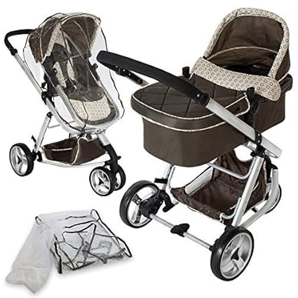 TecTake 3 in 1 Kinderwagen Kombikinderwagen Buggy Babyjogger Reisebuggy Sportwagen Kids -diverse Farben- (Braun)