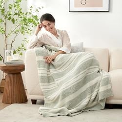Snuggle Sac Stripe Sage Green Blanket Twin