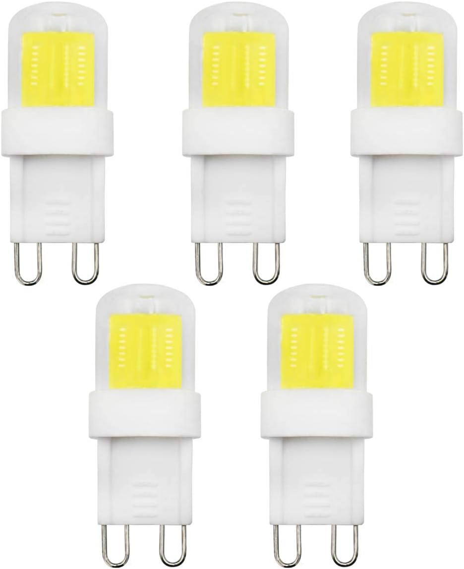 ASAIHKUN G9 LED Bulb 2W Mini Size 20W 25W 28W Halogen Bulbs Equivalent ECO G9 Bi-Pin Ceramic Base Clear Capsule LED Lamp 220-240V for Chandeliers Home Lighting Cool White 6500K (5 Pack)